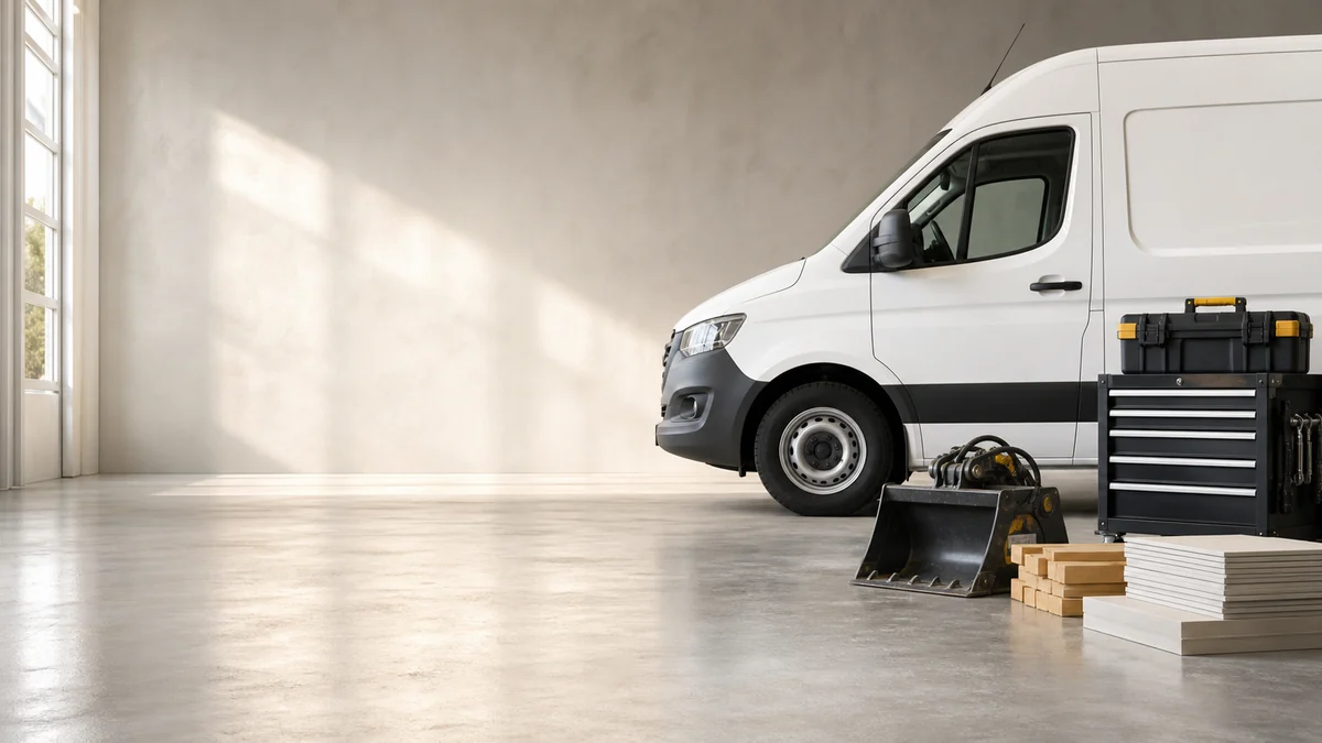 Transporter, Werkzeugwagen und Bauausstattung für Handwerksbetriebe – KI-Visualisierung